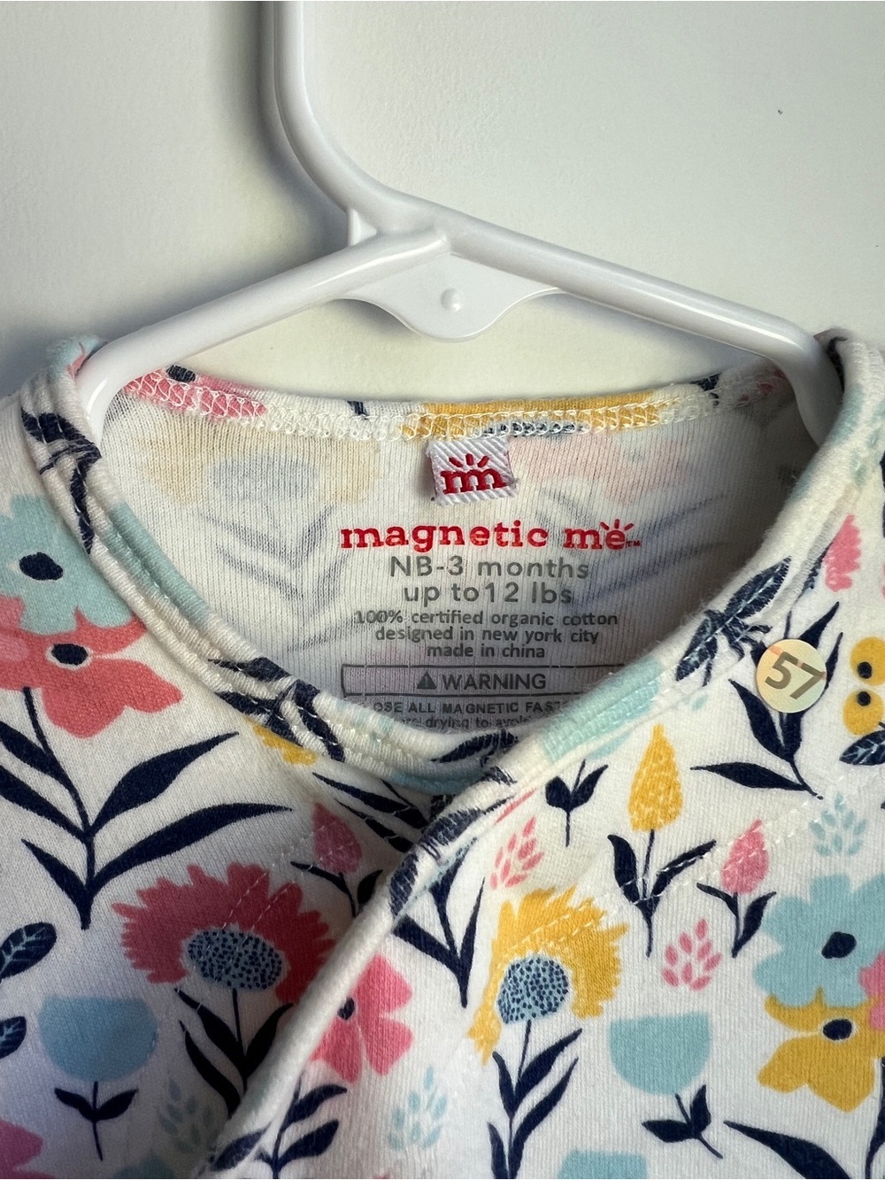 Magnetic Me Organic Cotton Floral Magnetic Gown NB–3 Months - Picture 5 of 5